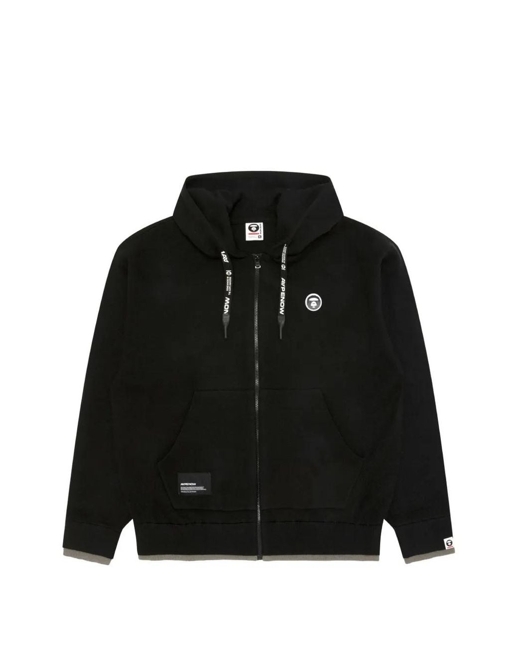 Aape By A Bathing Ape Black Logo-Patch Zip-Up Hoodie for men