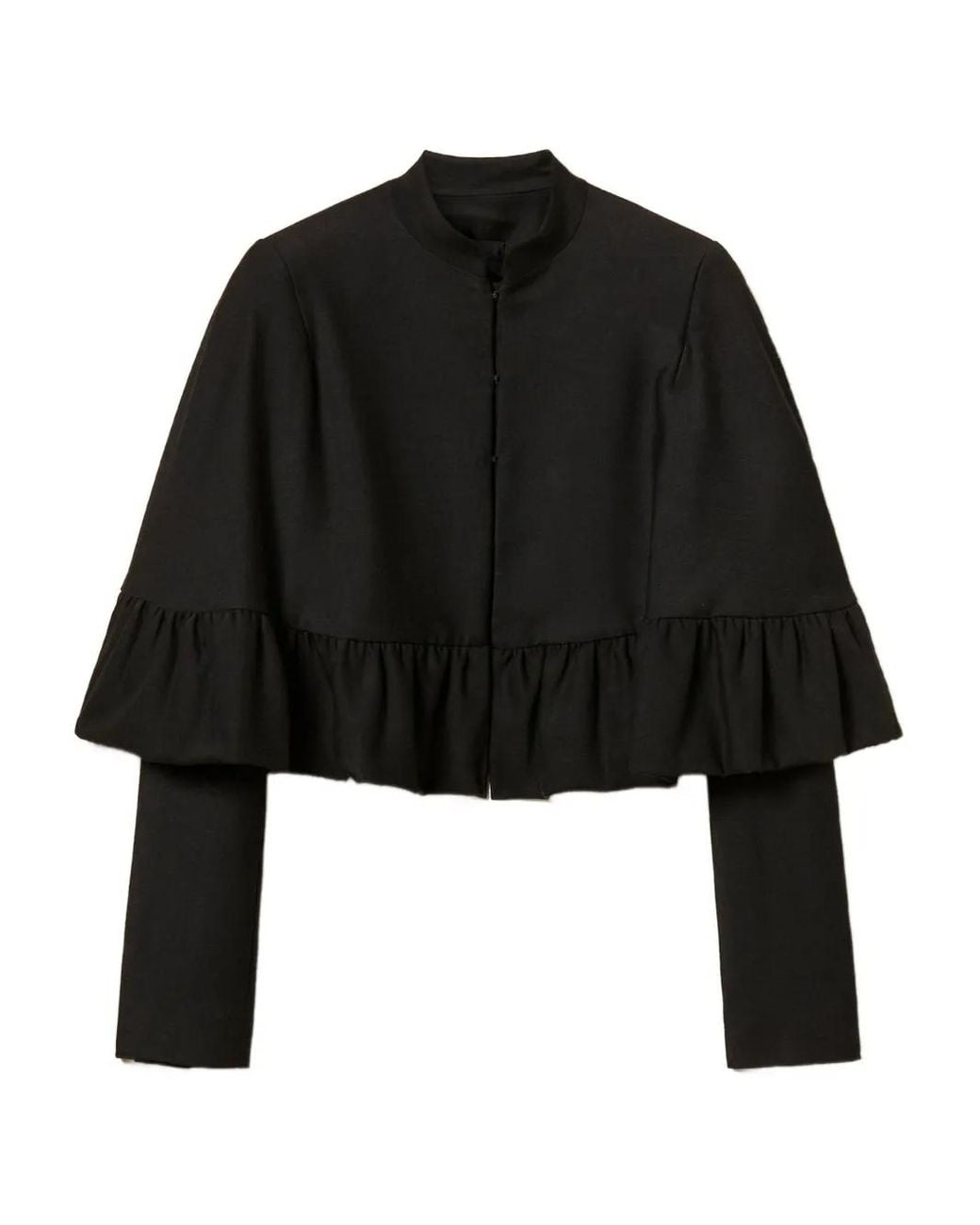 Twinset Black Ruffled Cape Jacket