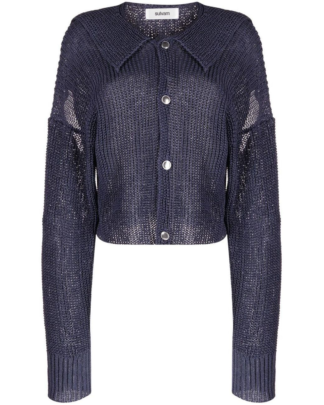 Sulvam Slit-detail Cotton Cardigan in Blue | Lyst Australia