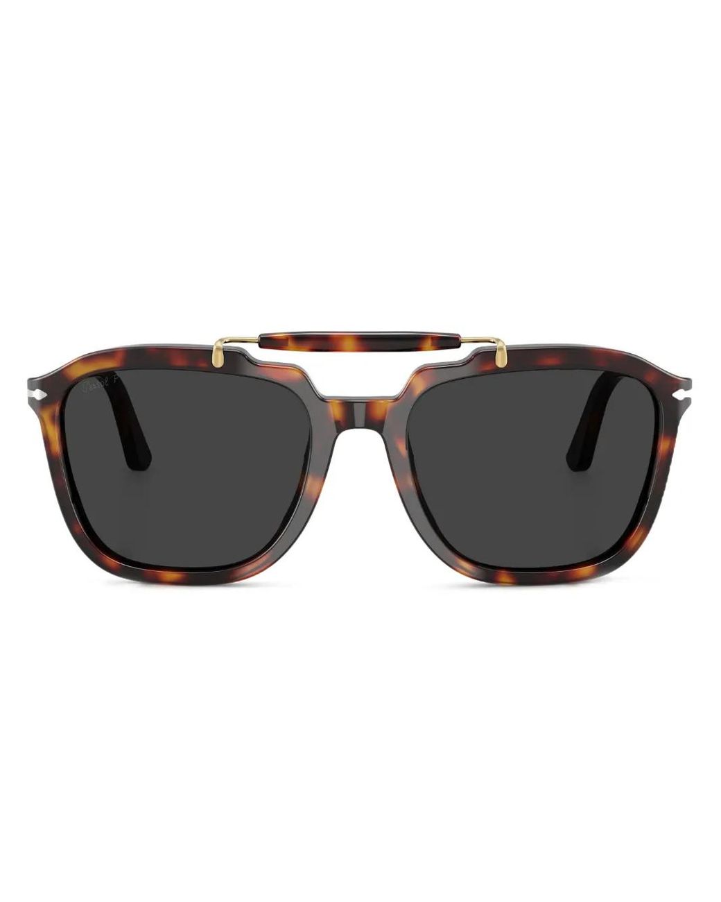 Persol Black Tortoise-Shell Square Frame Sunglasses