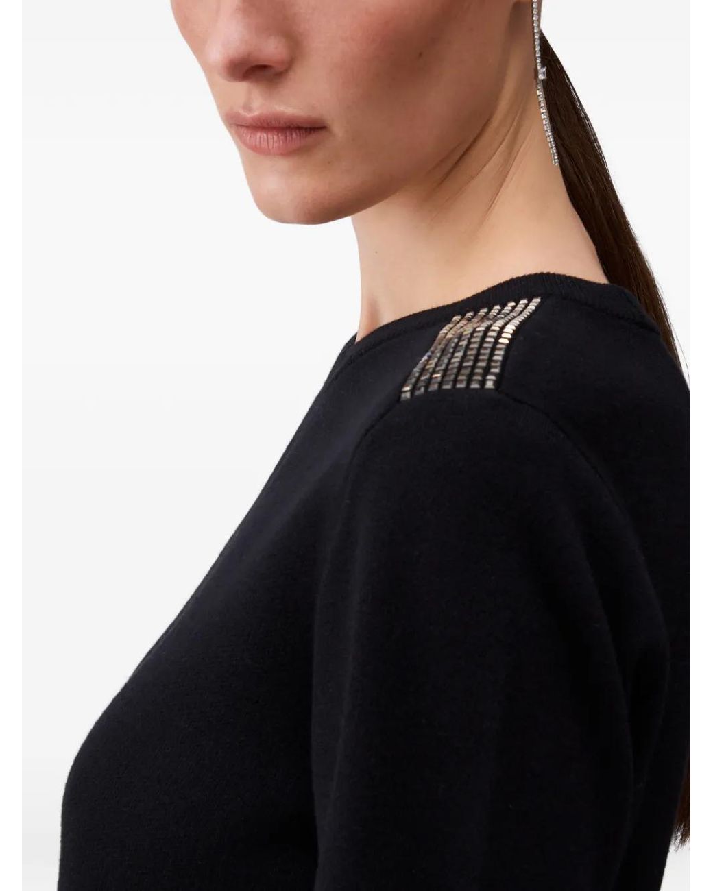 Liu Jo Black Bead-Embellished Top