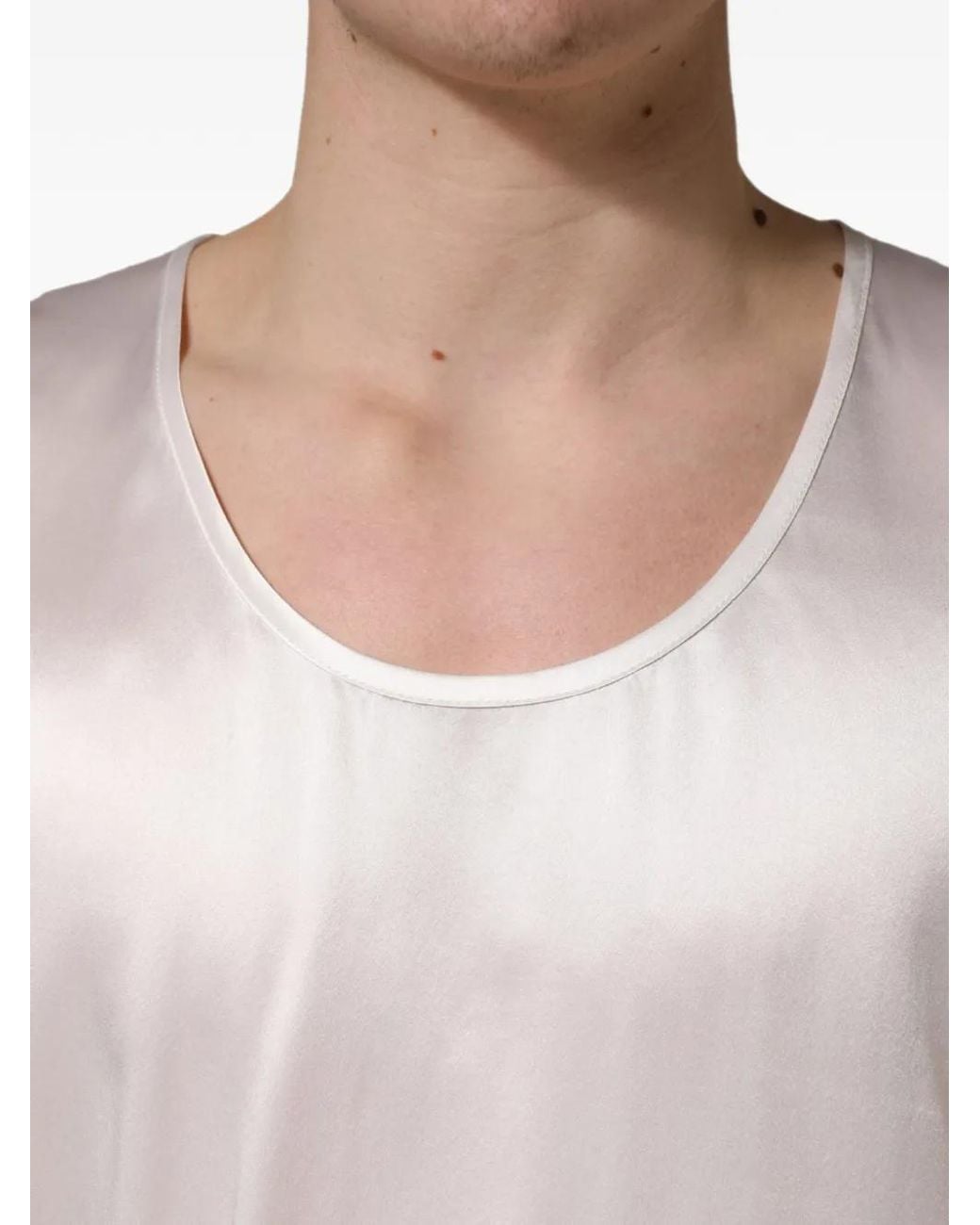 Dolce & Gabbana White Satin-Finish Sleeveless Tank Top for men