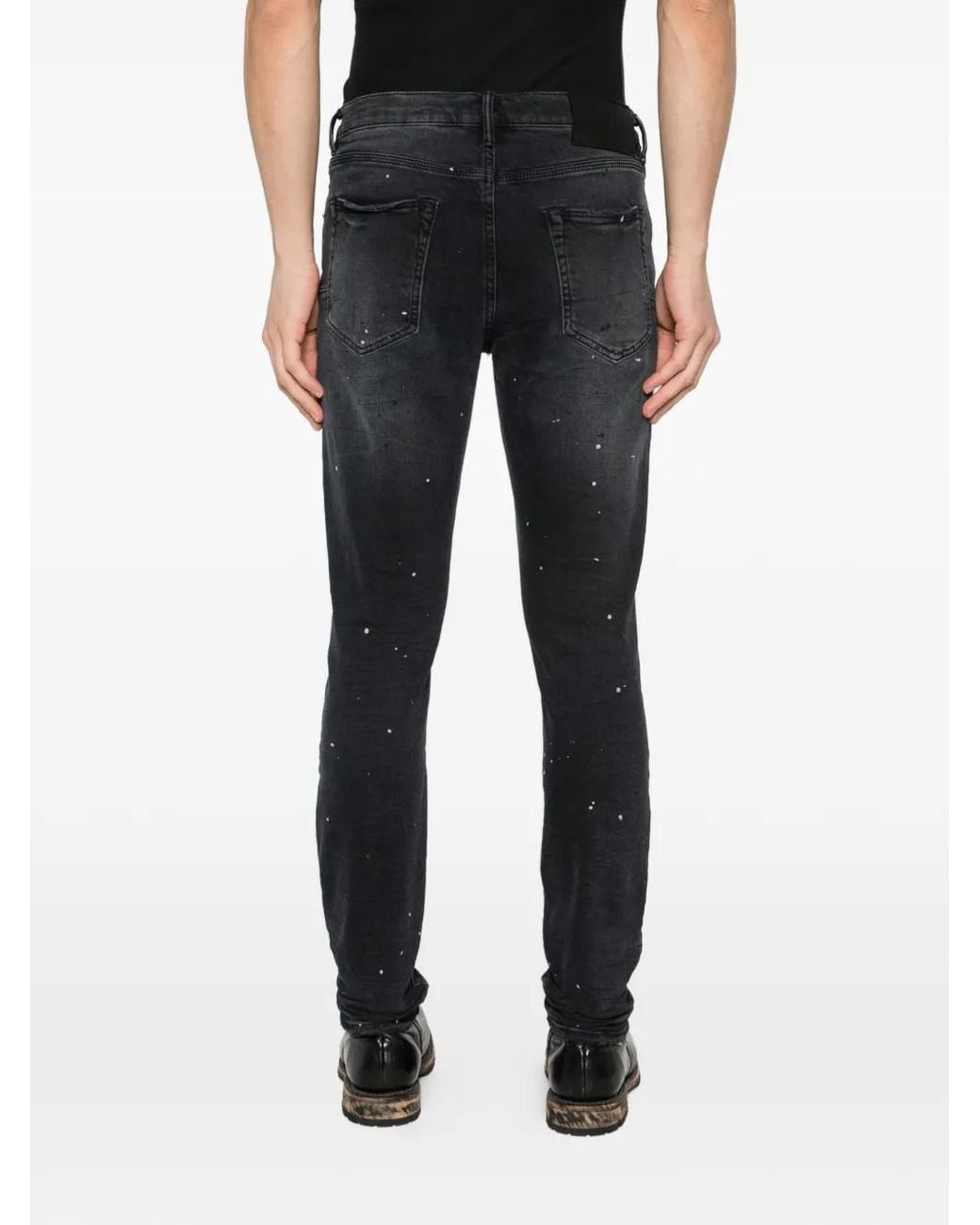 Purple Brand P001 Reflective Paint Repair Skinny Jeans in Black