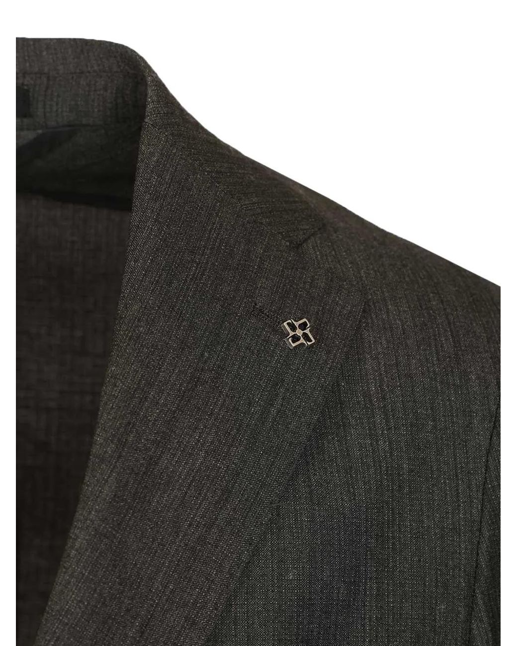 Tagliatore Black Notched-Lapel Single-Breasted Suit for men