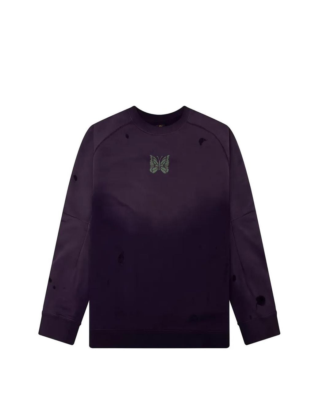 Needles Blue Deconstructed Butterfly-Print Sweatshirt
