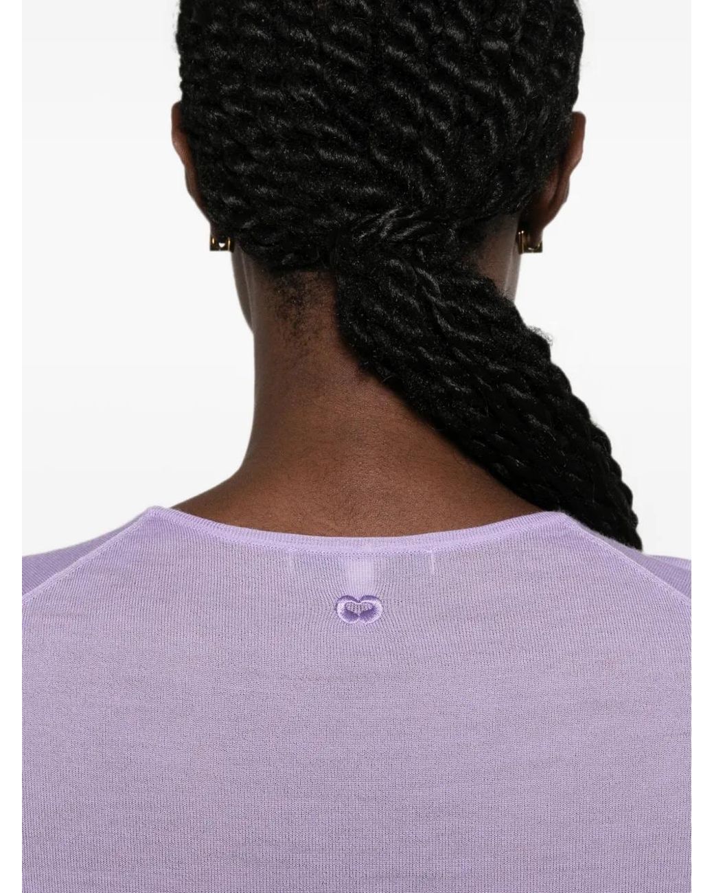 Maje Purple Second-Skin Round Neck Sweater