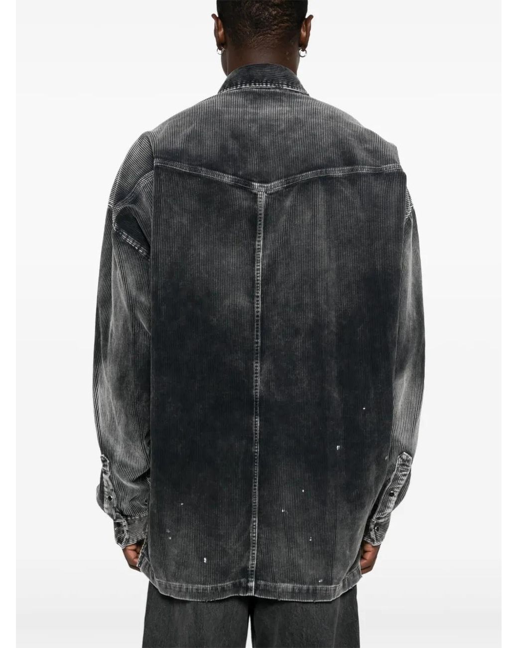 Maison Mihara Yasuhiro Black Distressed-Finish Corduroy Shirt for men