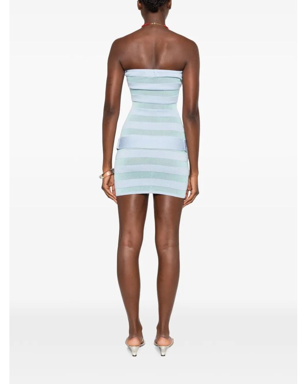 Asta Resort Blue Cora Striped Belted Mini Dress