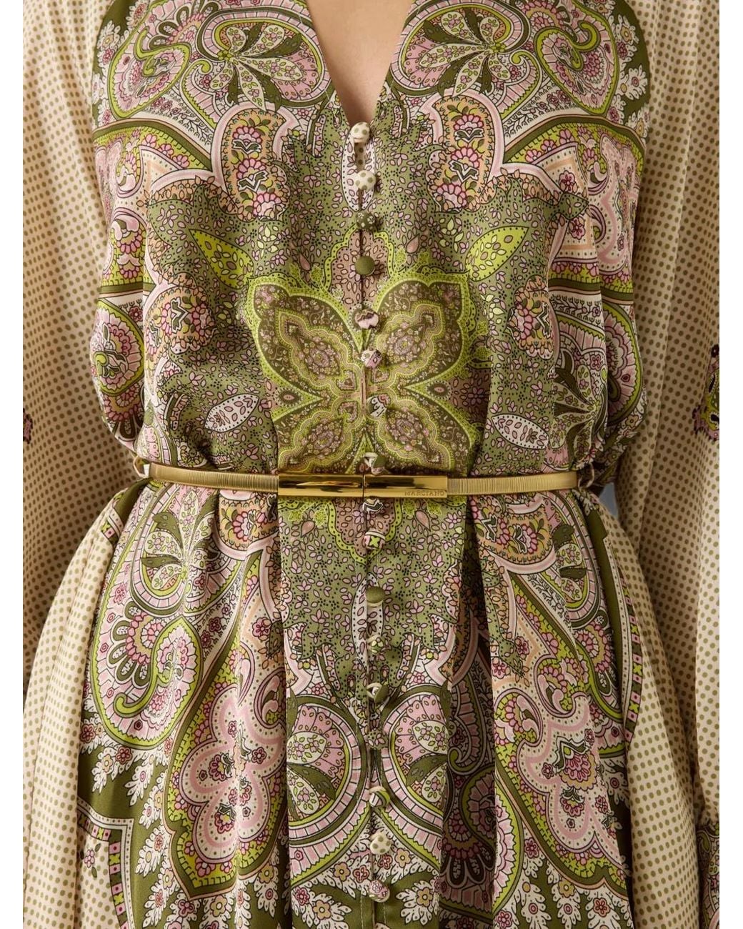 Guess Natural Marciano Paisley-Print Belted Dress