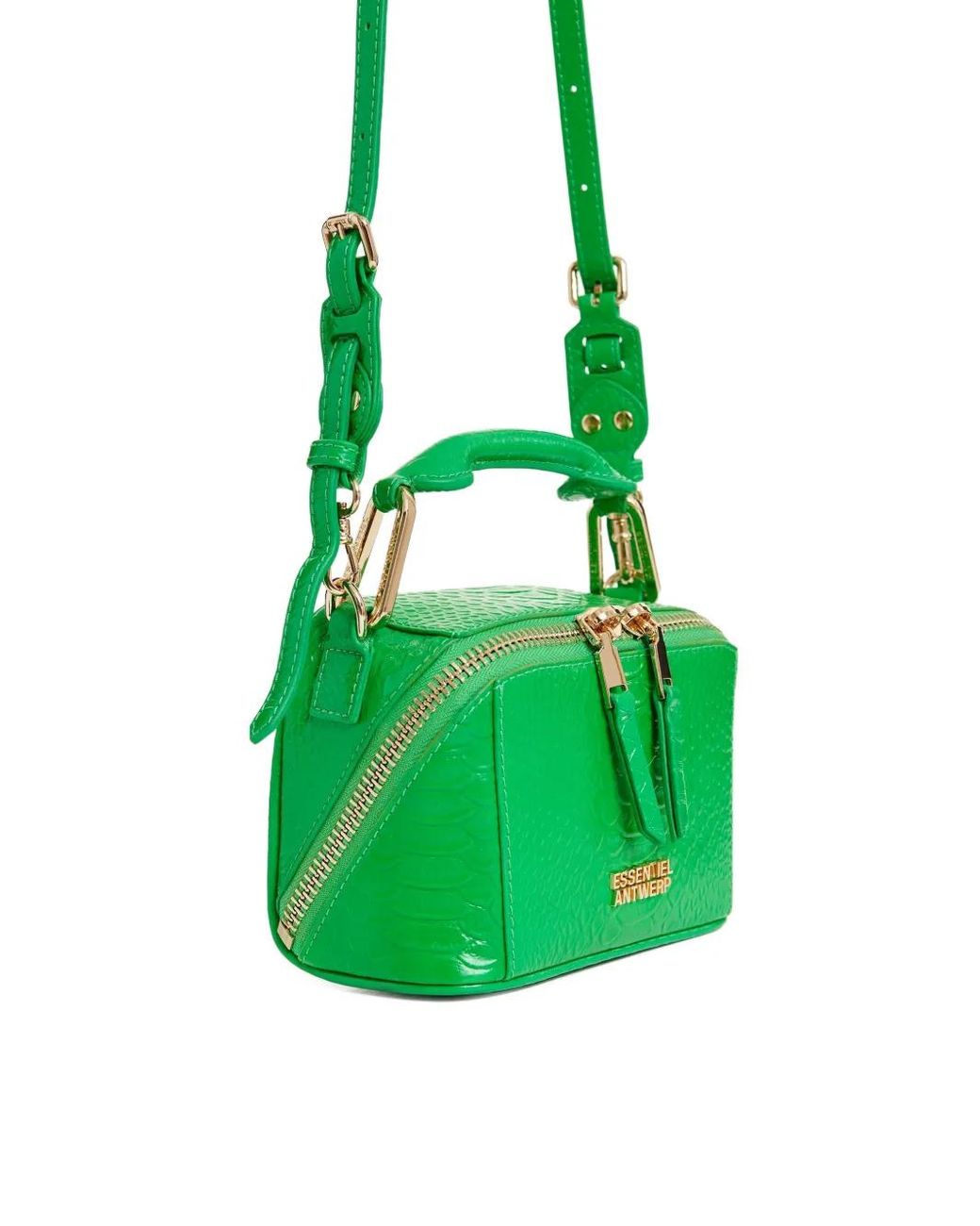 Bolso shopper con cremallera y efecto de piel de cocodrilo en relieve Essentiel Antwerp de color Green