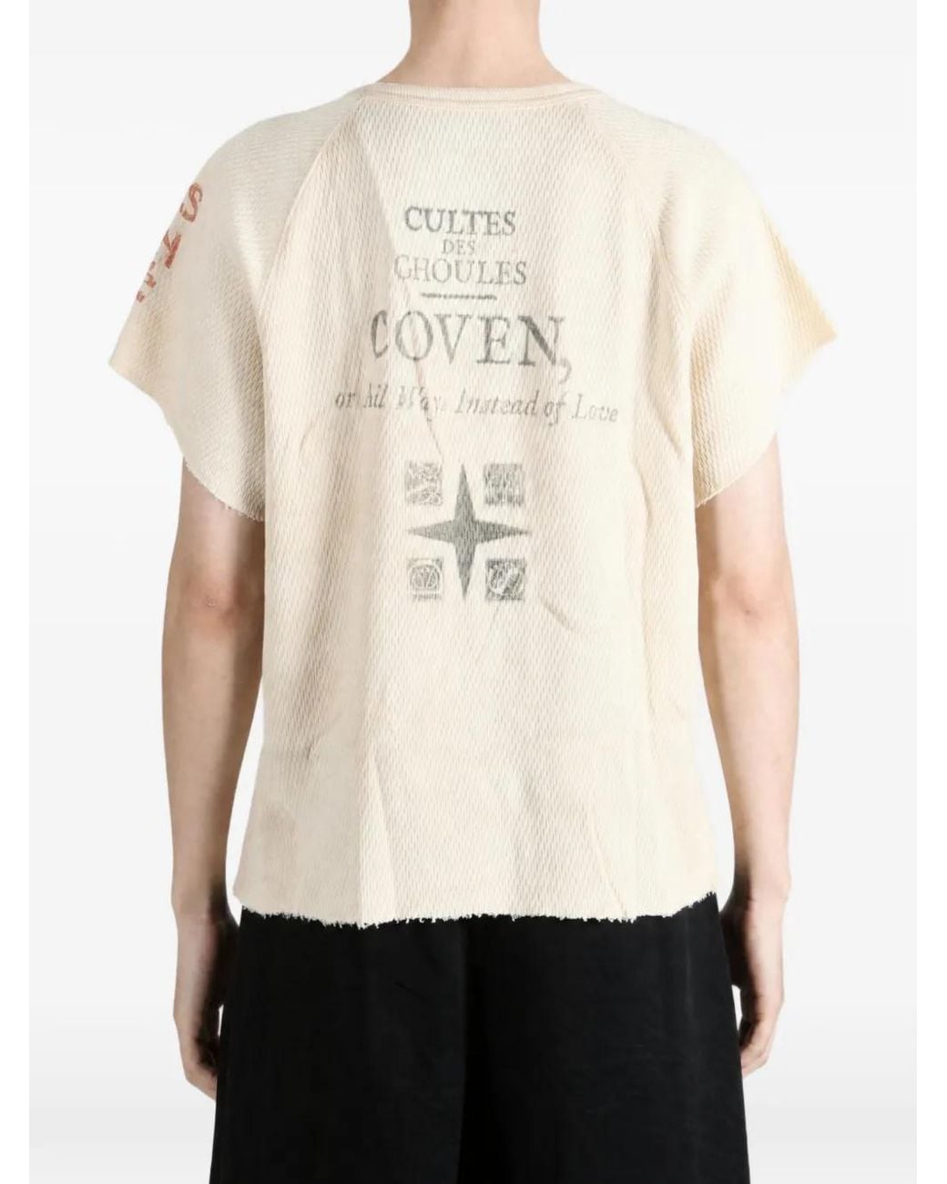 SAITOS White Waffle Mess Graphic-Print T-Shirt