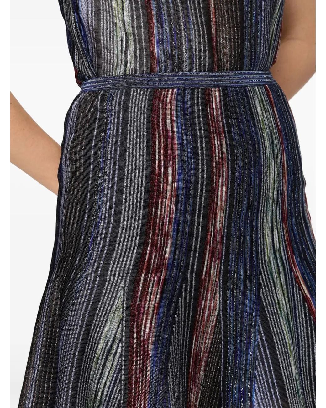 Missoni Blue Flared Space-Dye Viscose Lamé Mini Skirt