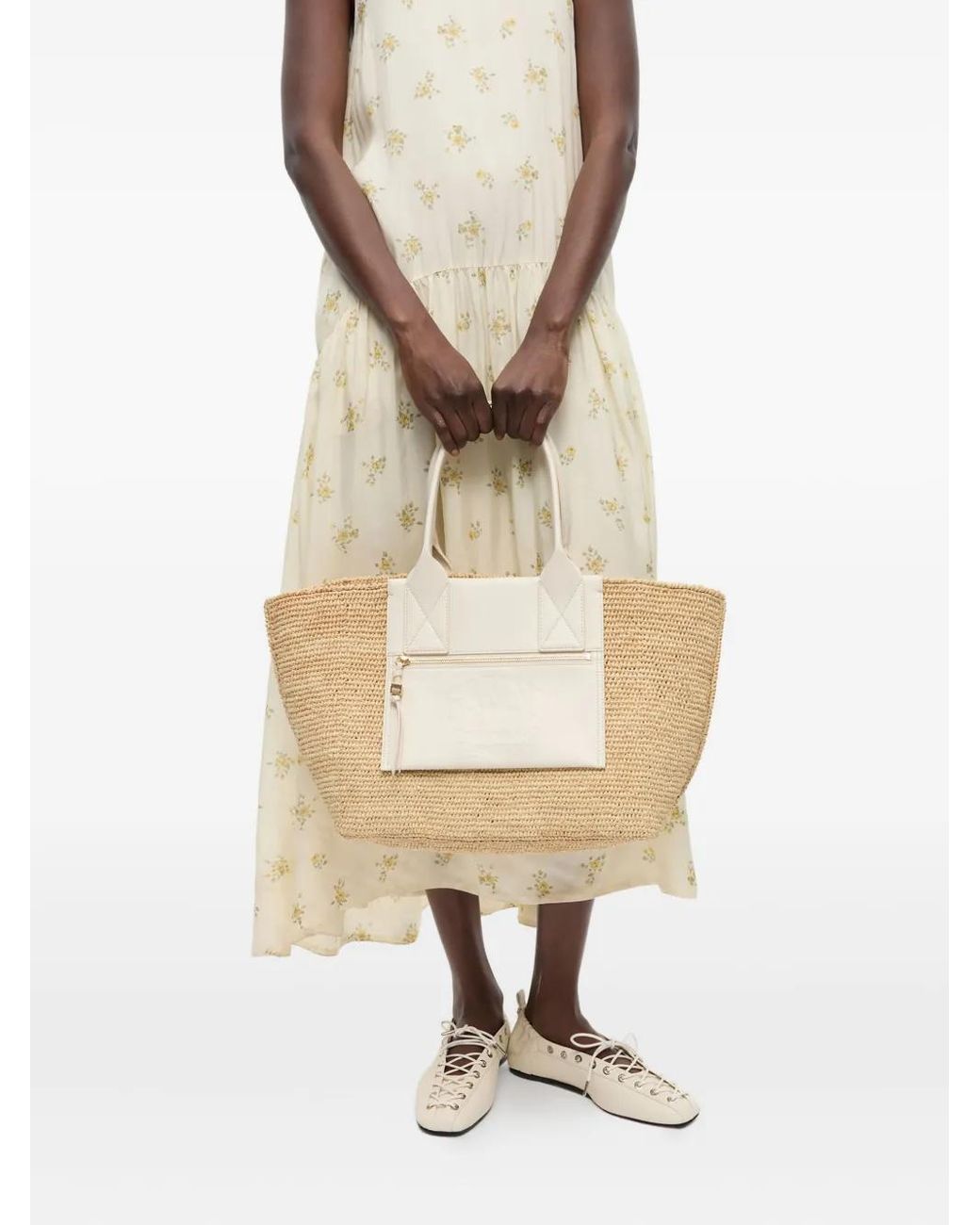 Ganni White Shopper Raffia