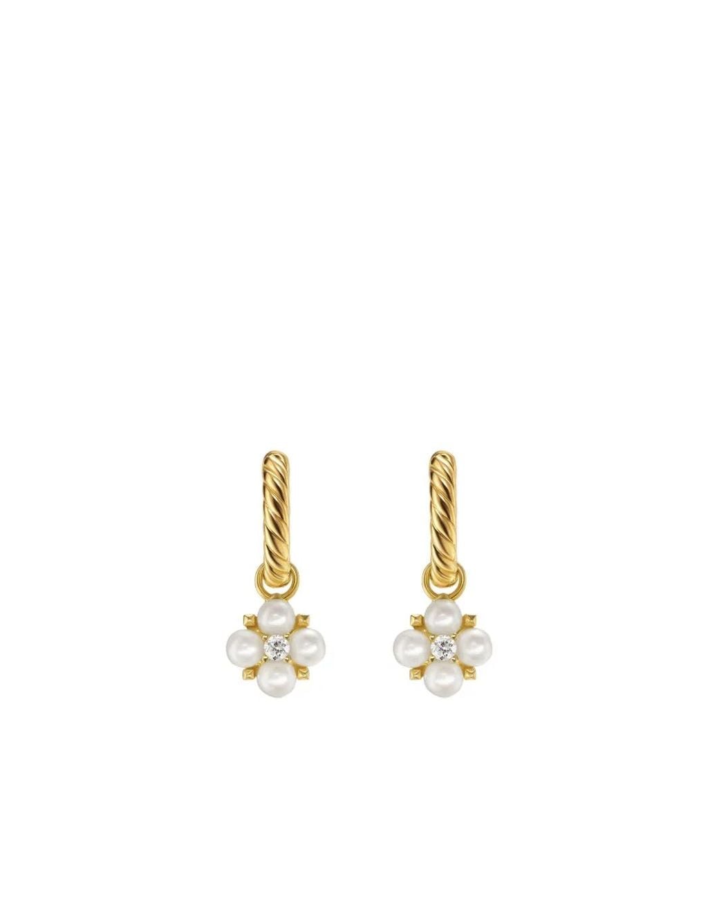 David Yurman Metallic 18Kt Petite Modern Renaissance Pearl Drop Earrings