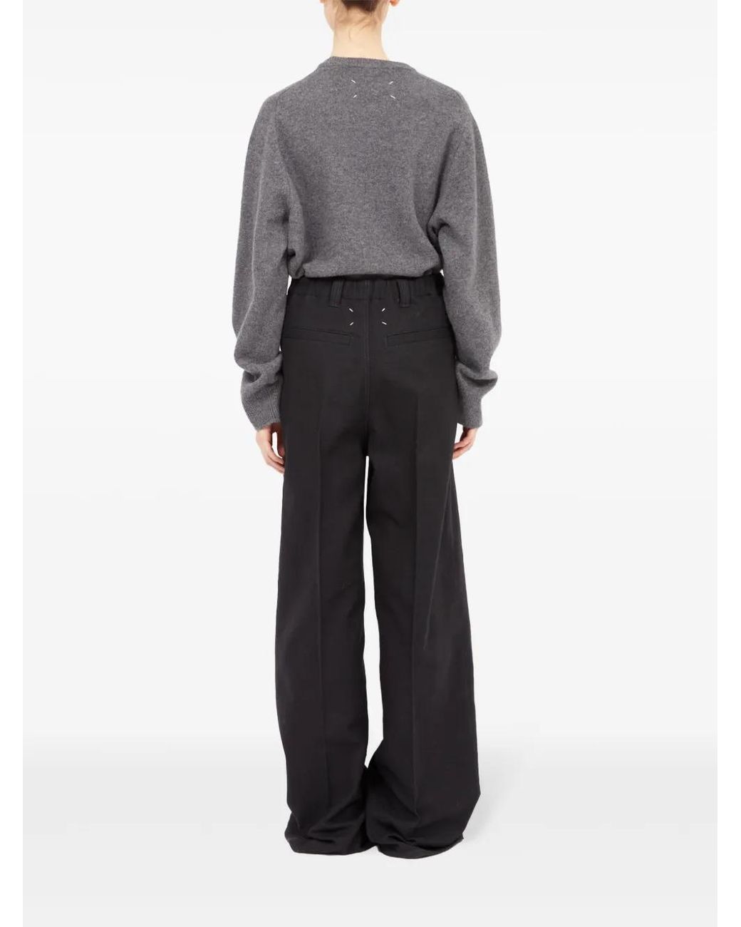Maison Margiela Black Pleated Wool Trousers