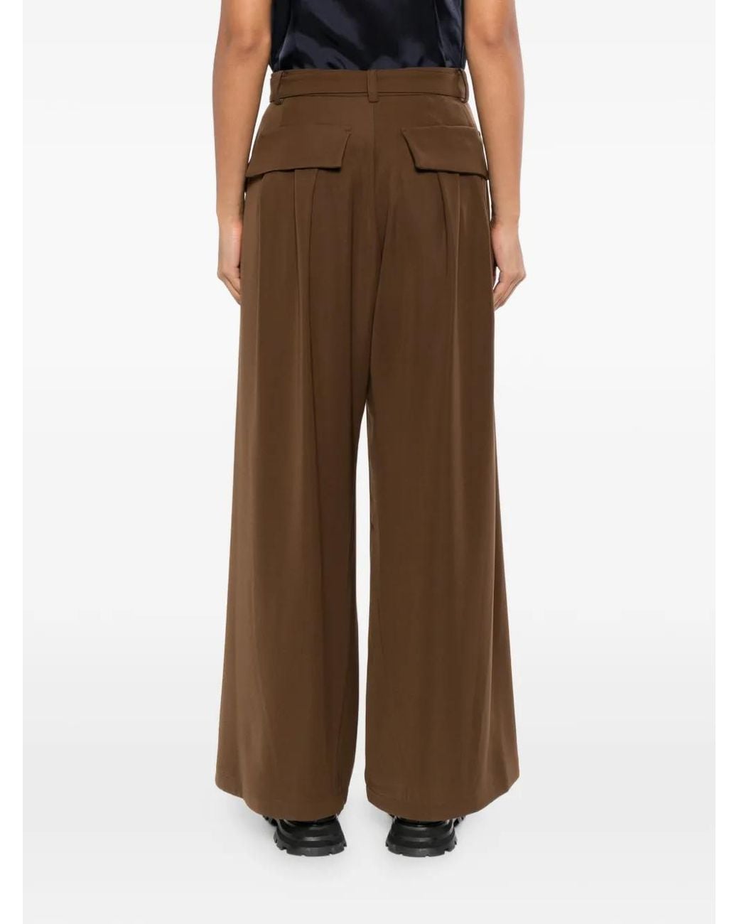 Sacai Brown Belted Wide-Leg Trousers