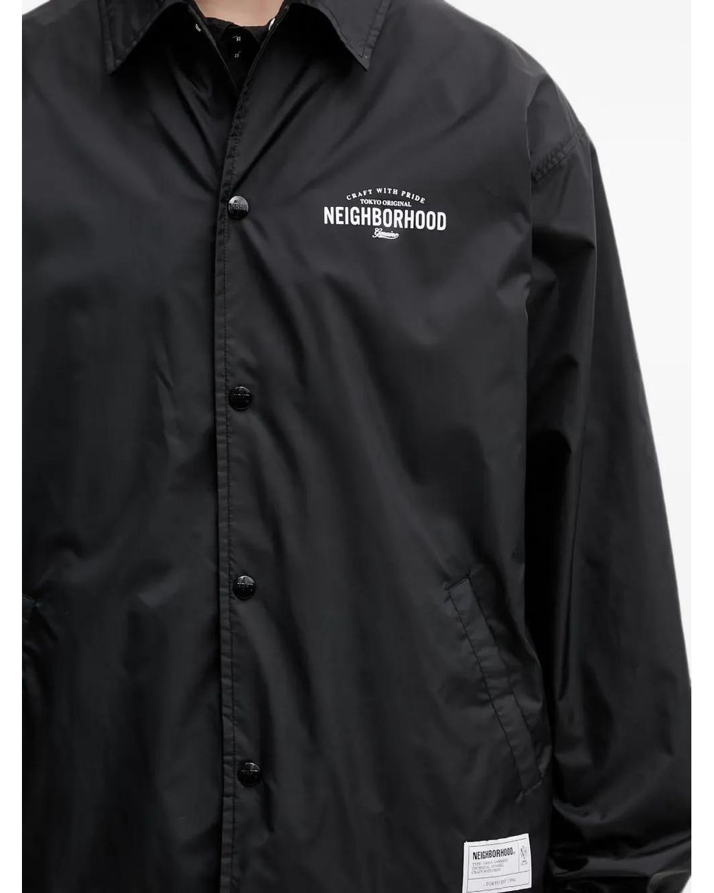 Neighborhood Black Logo-Print Drawstring Jacket for men