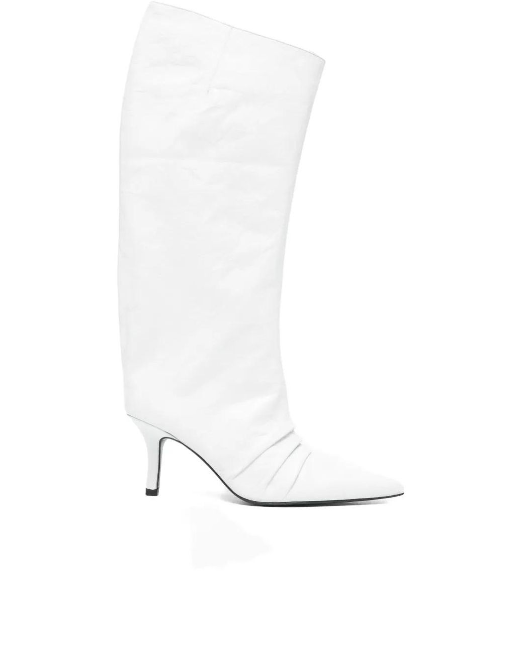 Patrizia Pepe White 75Mm Crinkle Pointed Boots