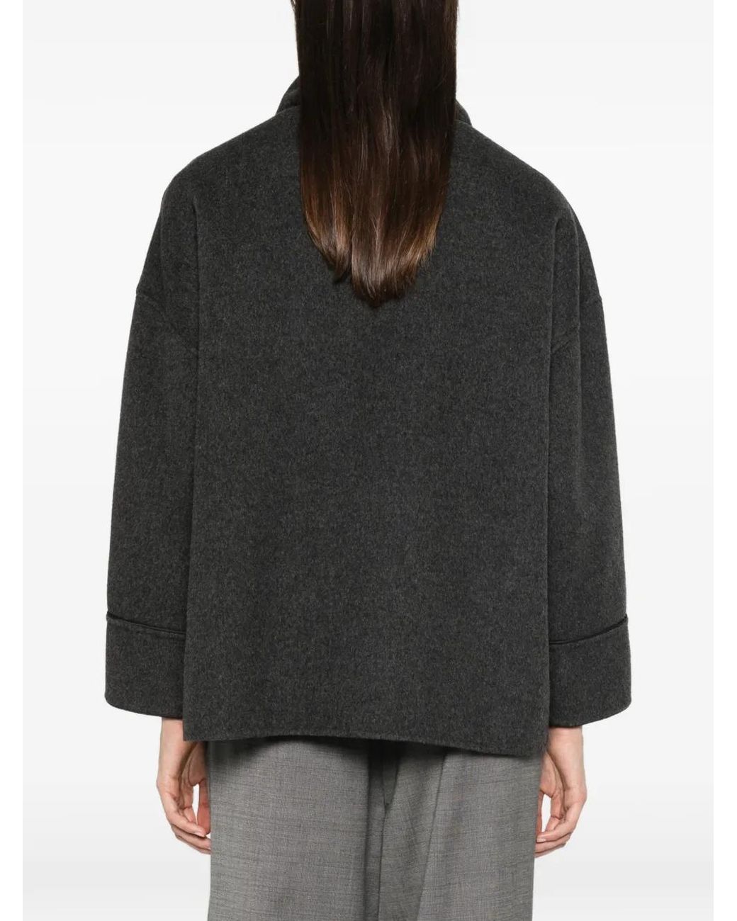 Maje Black Gwendali Scarf-Detail Coat