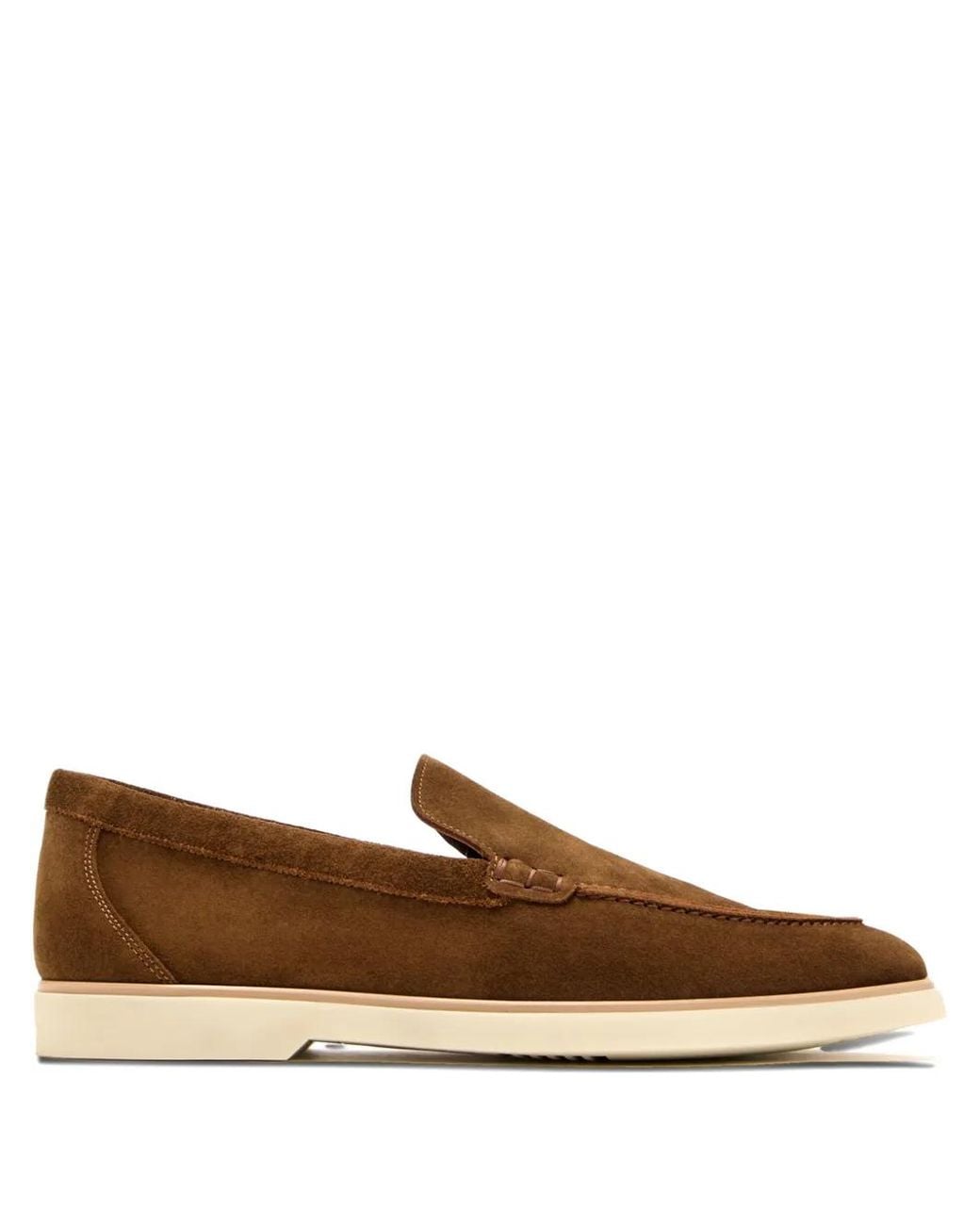 Magnanni Shoes Brown Slip-On Suede Loafers for men
