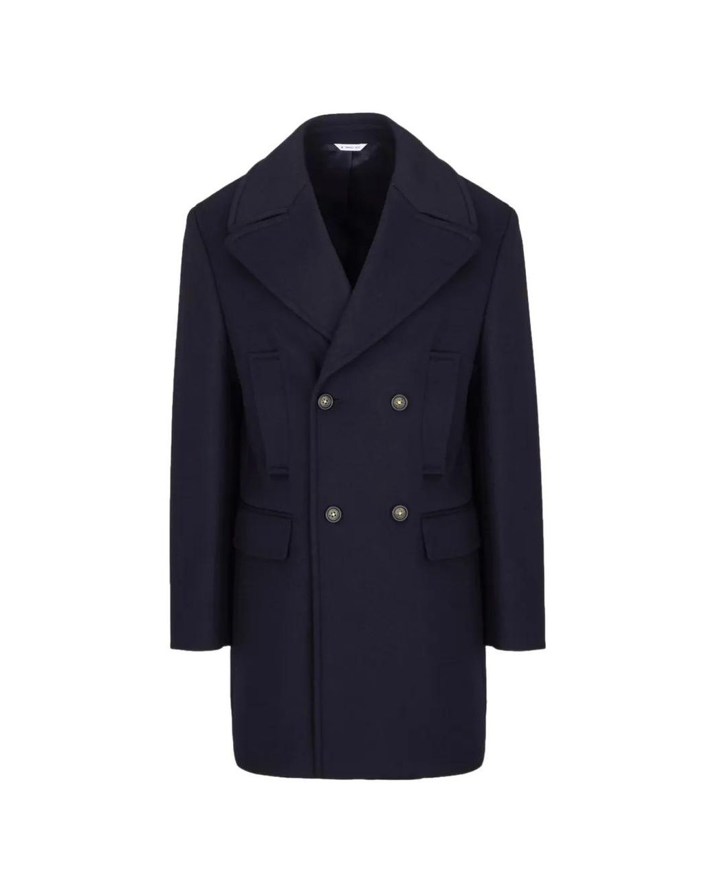 Manuel Ritz Blue Flap-Pocket Double-Breasted Coat for men