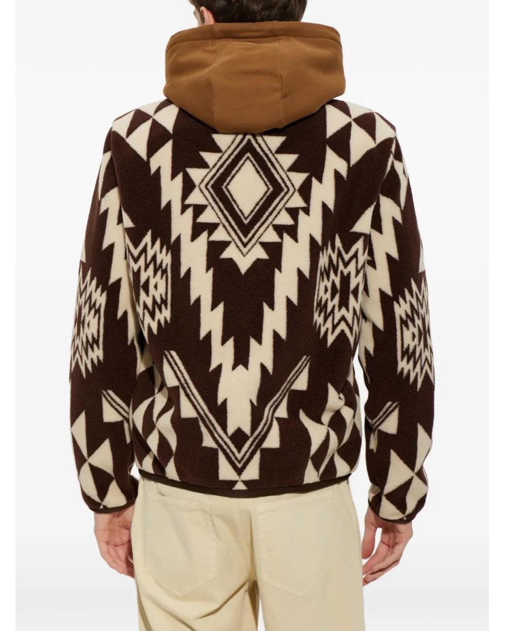 Moncler Black Geometric-Pattern Fleece Sweater for men