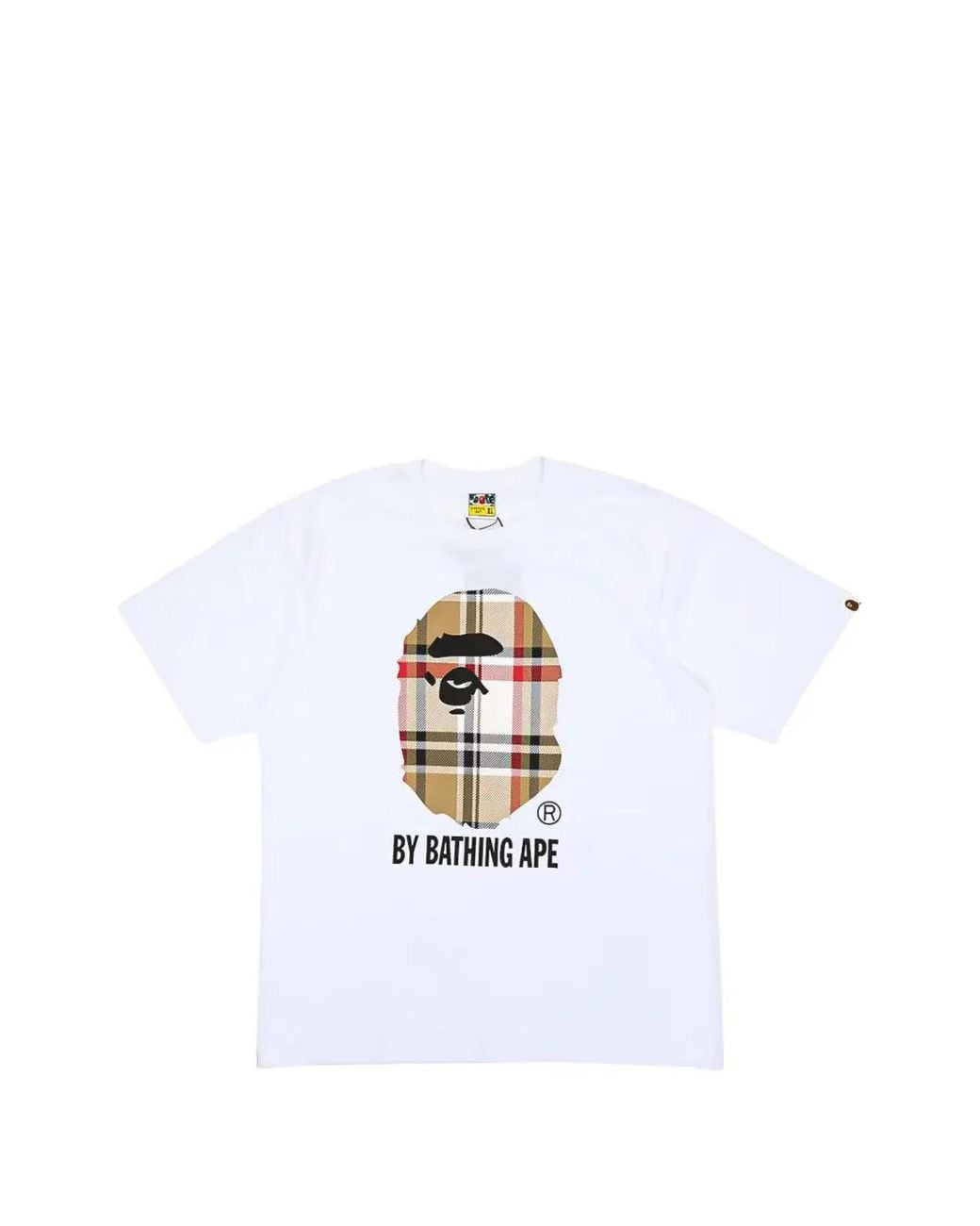 A Bathing Ape White T-Shirt À Carreaux Et Logo for men