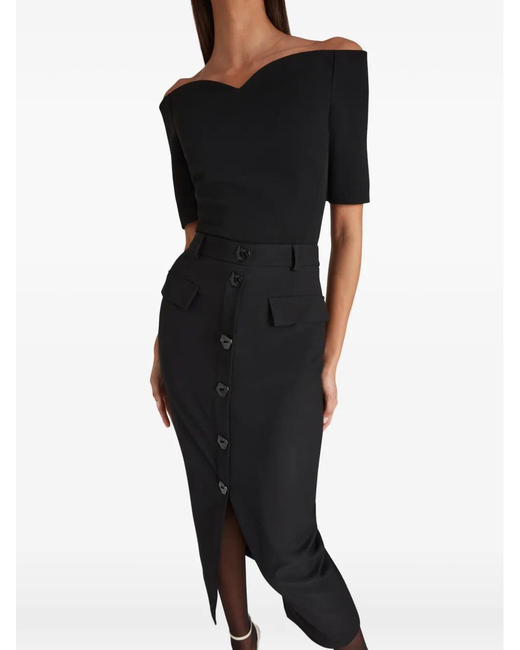 Violante Nessi Black Adassa Button-Down Midi Skirt