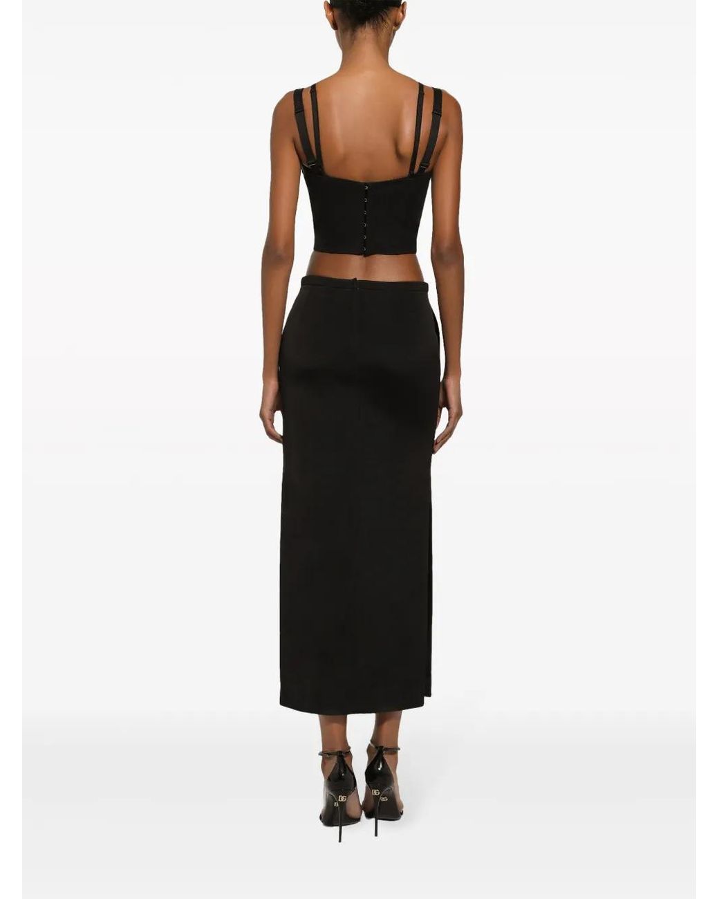 Dolce & Gabbana Gray Crystal-Embellished Crop Top