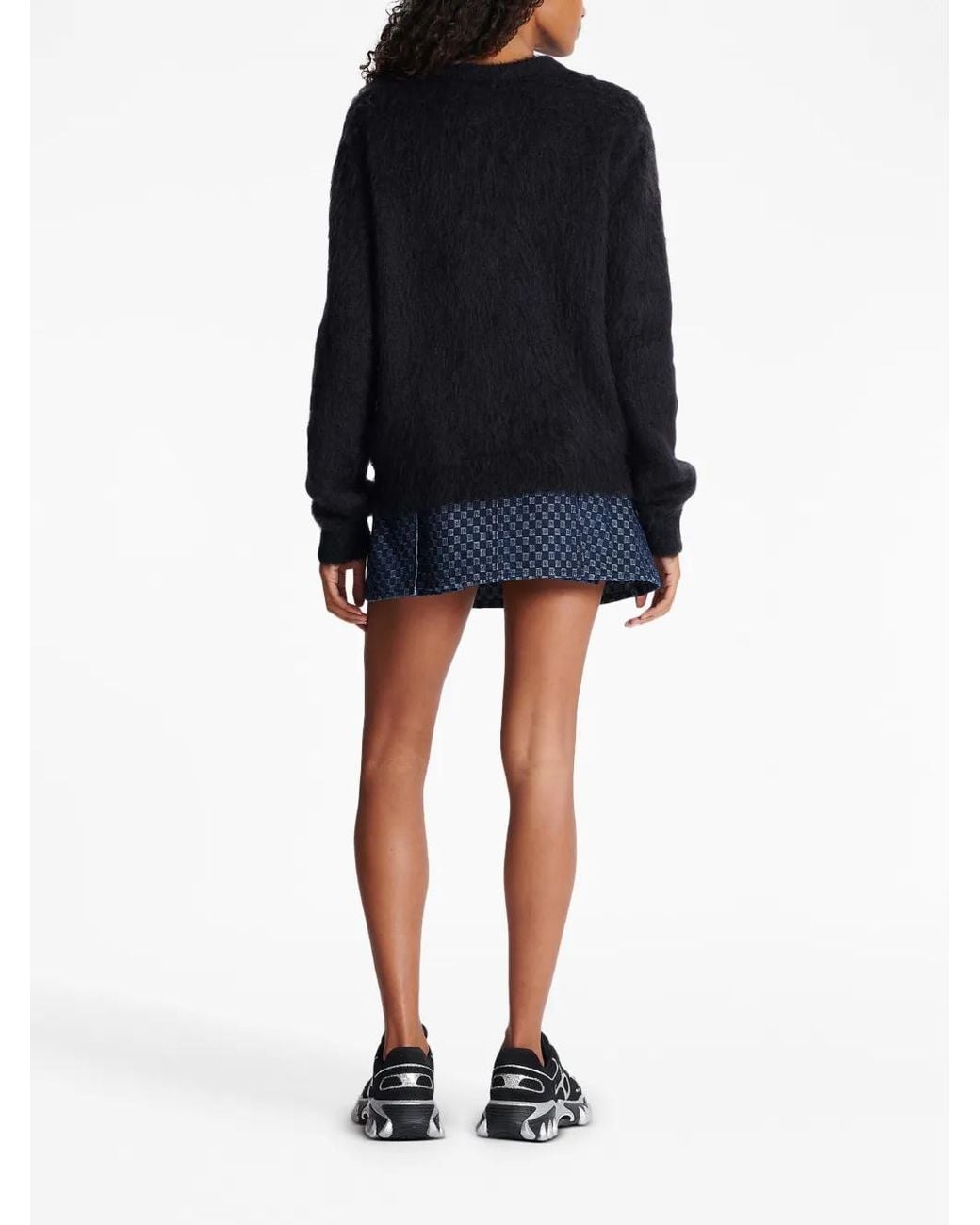 Balmain Black Gebürstete Garnpullover mit Logo