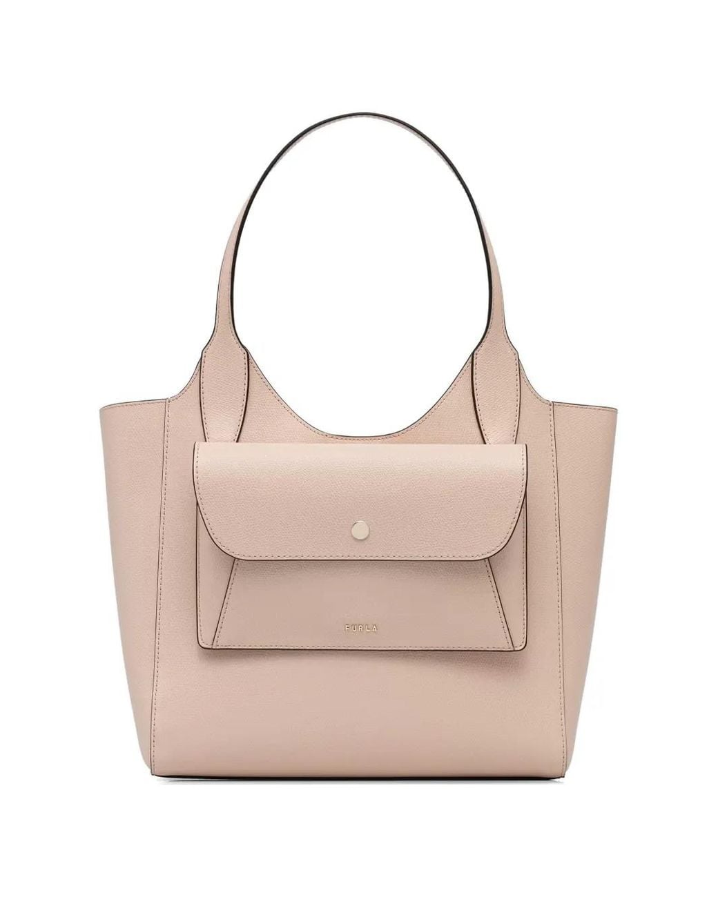 Furla Natural S Lea Grainy Leather Tote Bag