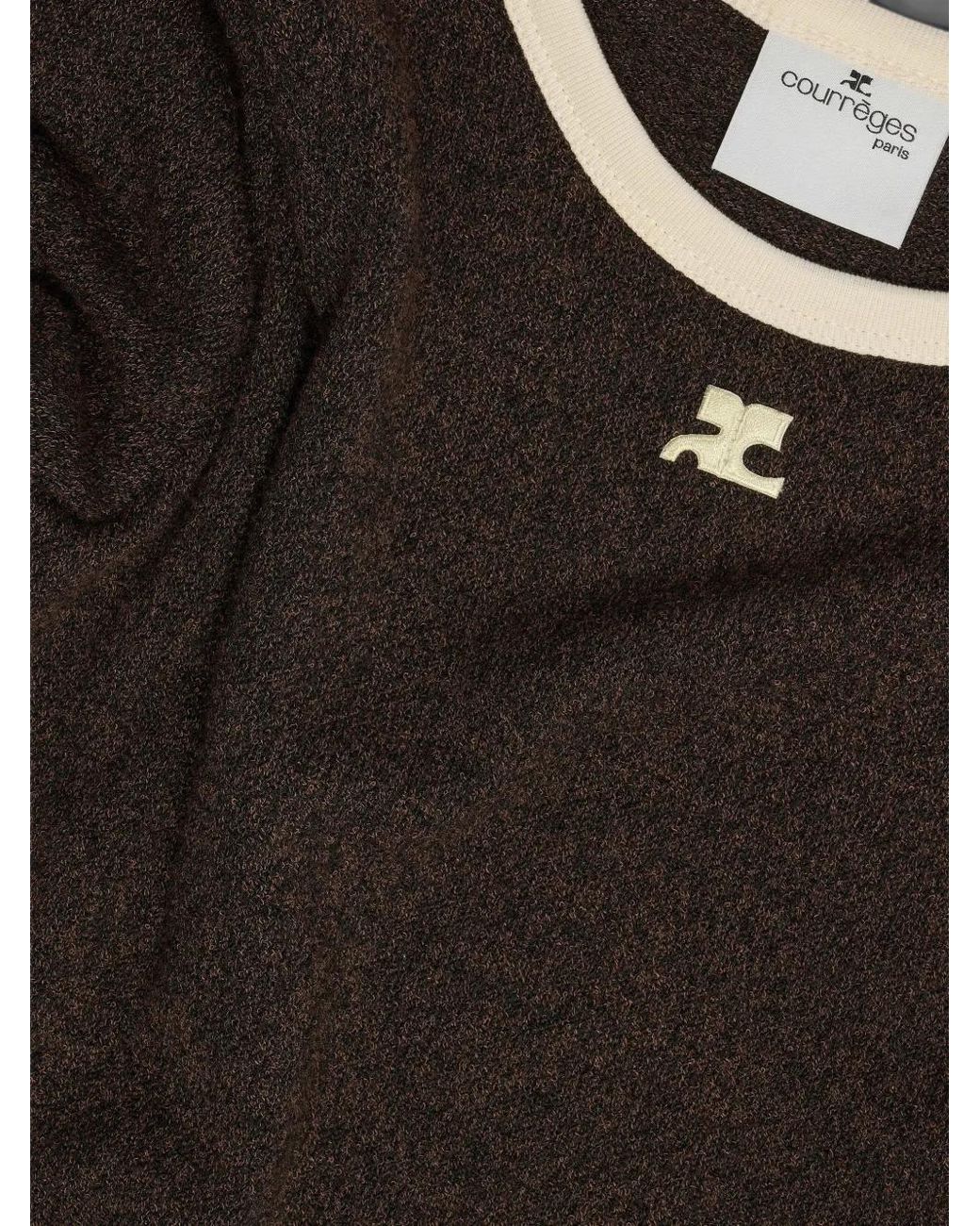 Courreges Black Heather Contrast-Trim T-Shirt