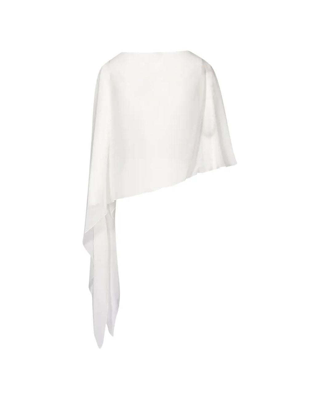 Antonelli White Asymmetric Draped Poncho