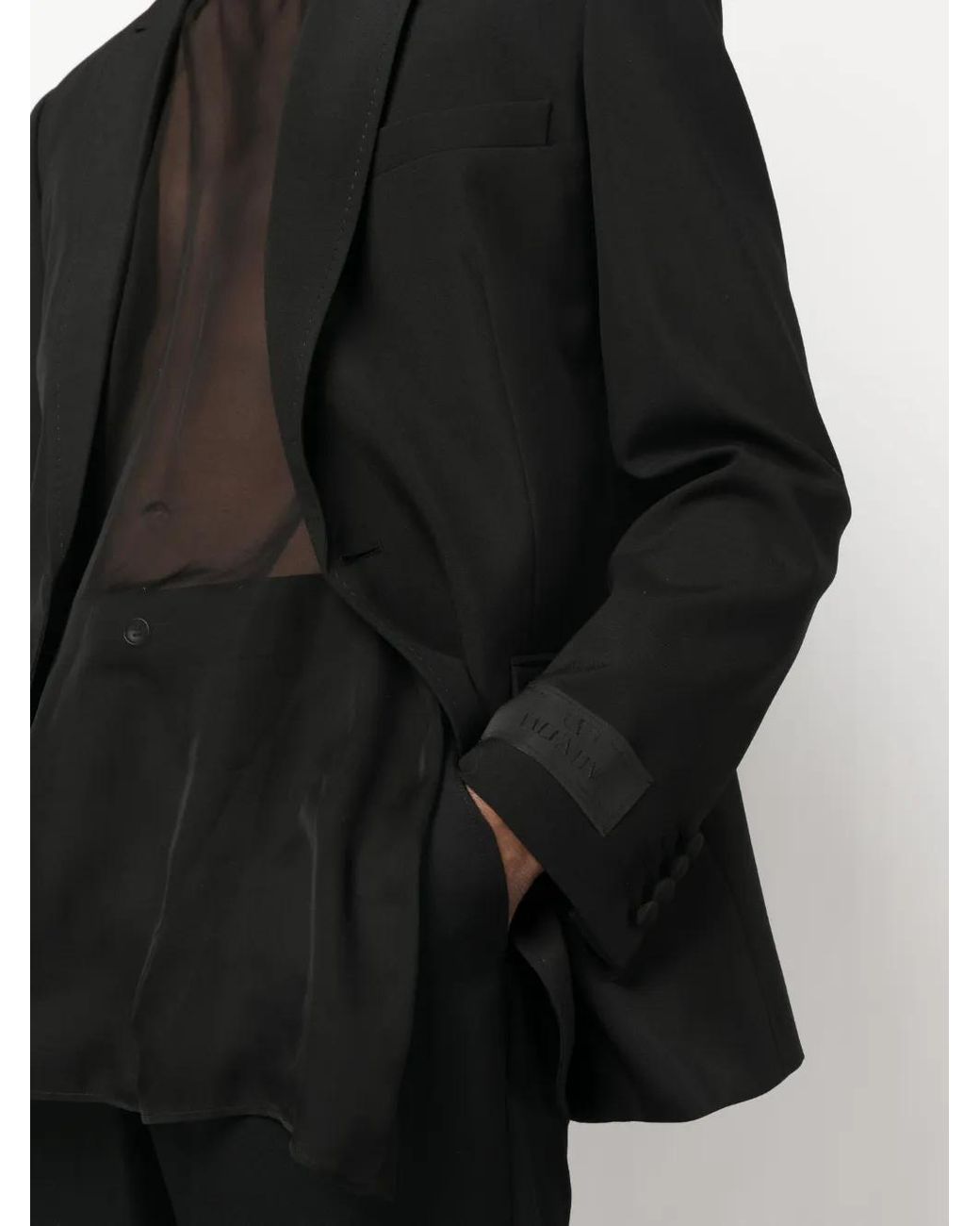 Valentino Garavani Black Logo-Patch Single-Breasted Blazer for men