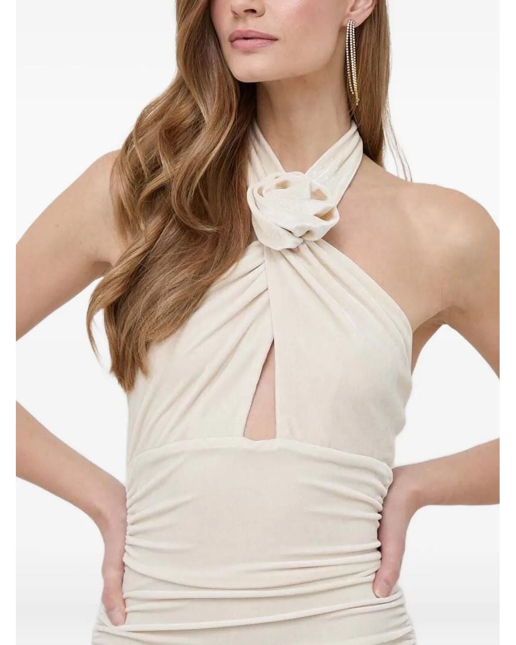 Bardot White Embellished Halterneck Mini Dress