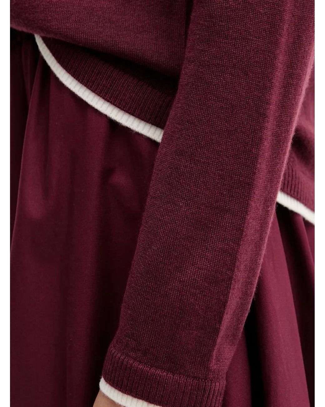 Benetton Purple Contrast-Trim Boat-Neck Sweater