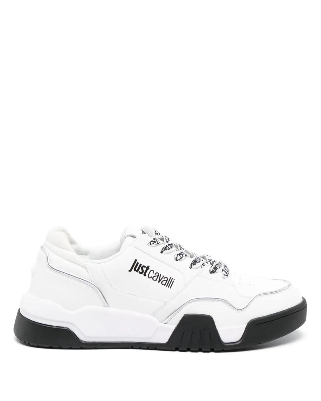 Just Cavalli White Sneakers Leather, Textile Fibers for men