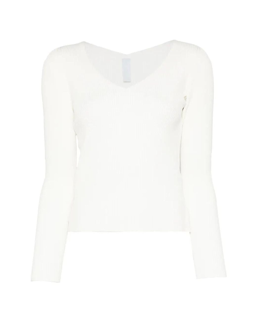 CFCL White V-Neck Long-Sleeve Top