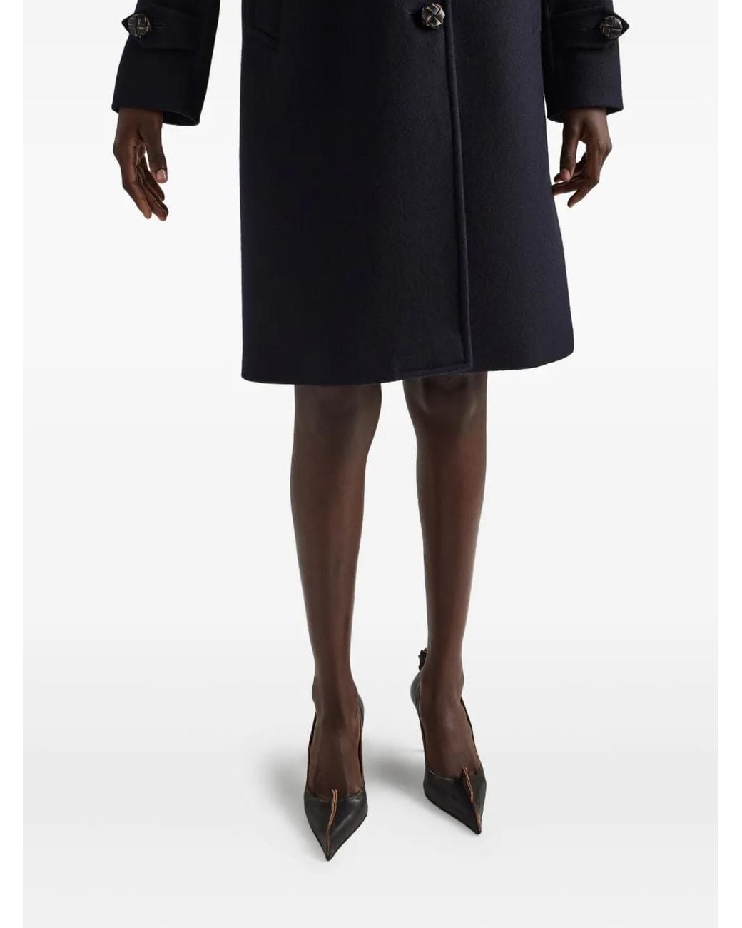 Prada Blue Single-Breasted Double Loden Coat