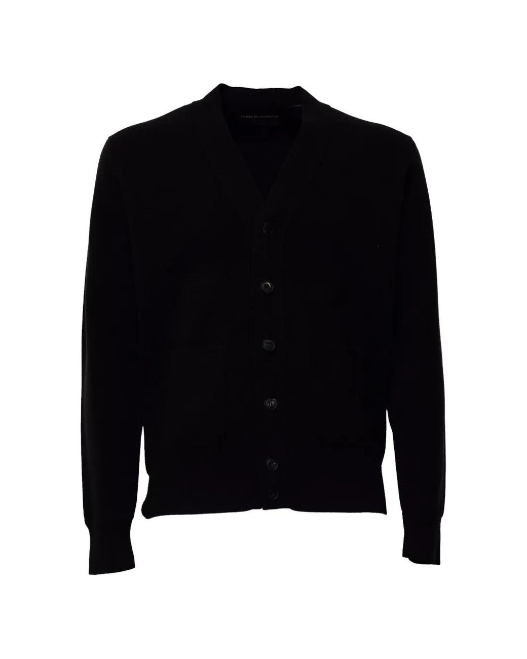 FILIPPO DE LAURENTIIS Black Fine-Knit Button-Up Cardigan for men