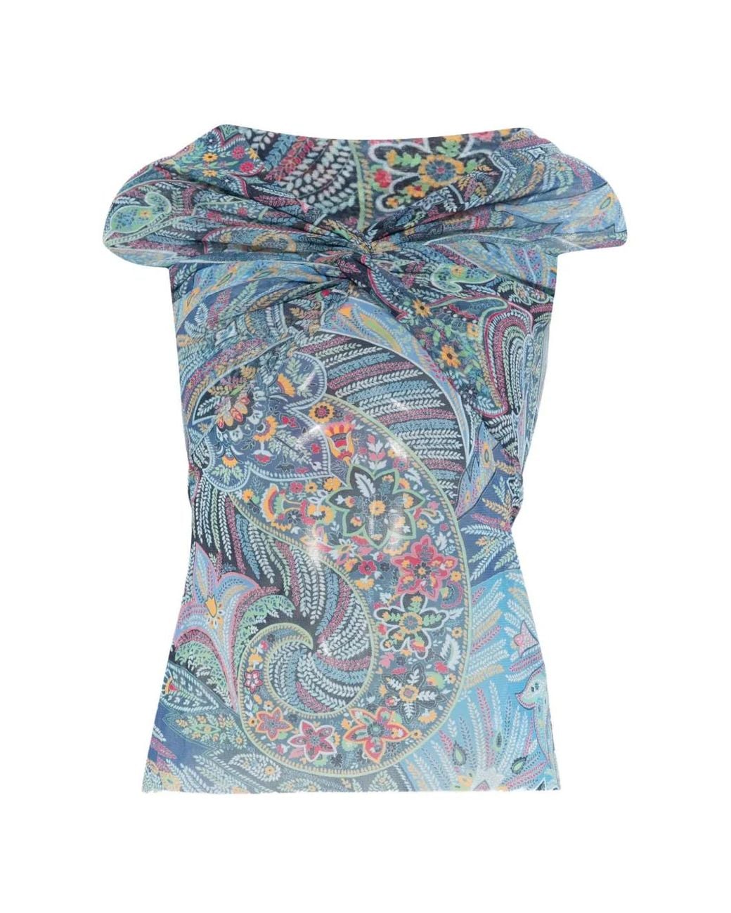 Etro Blue Straight Neck Top
