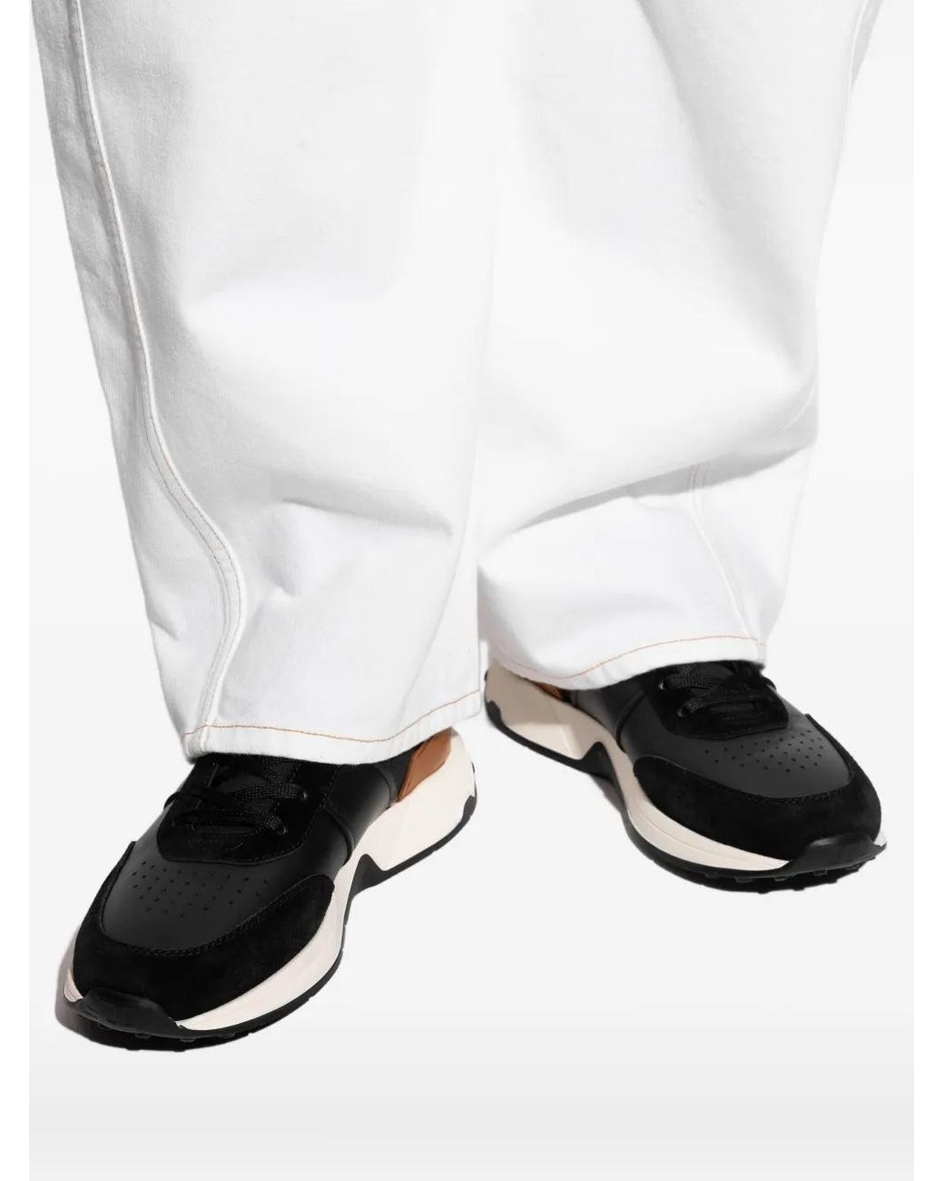 Tod's Black Leather Panelled Sneakers for men