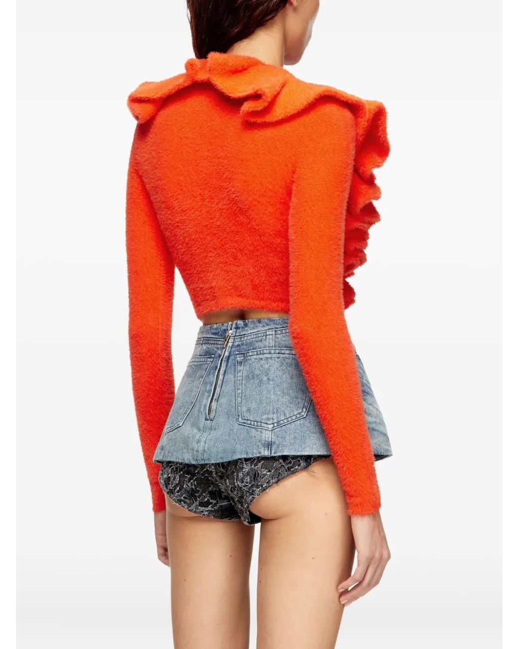 DIESEL Orange Cardigan M-Inge À Volants