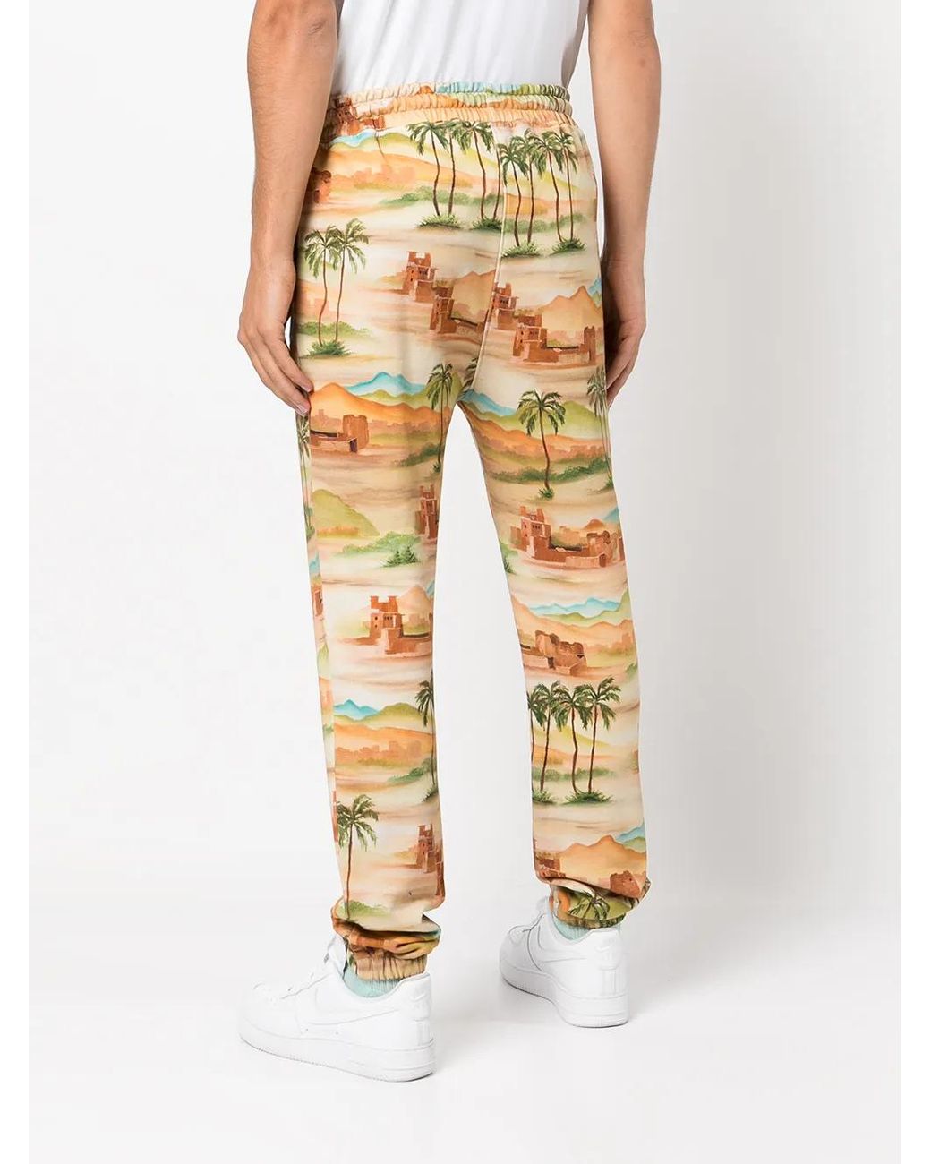 Les Benjamins Multicolor Pantalon De Jogging En Coton À Imprimé Paysage for men