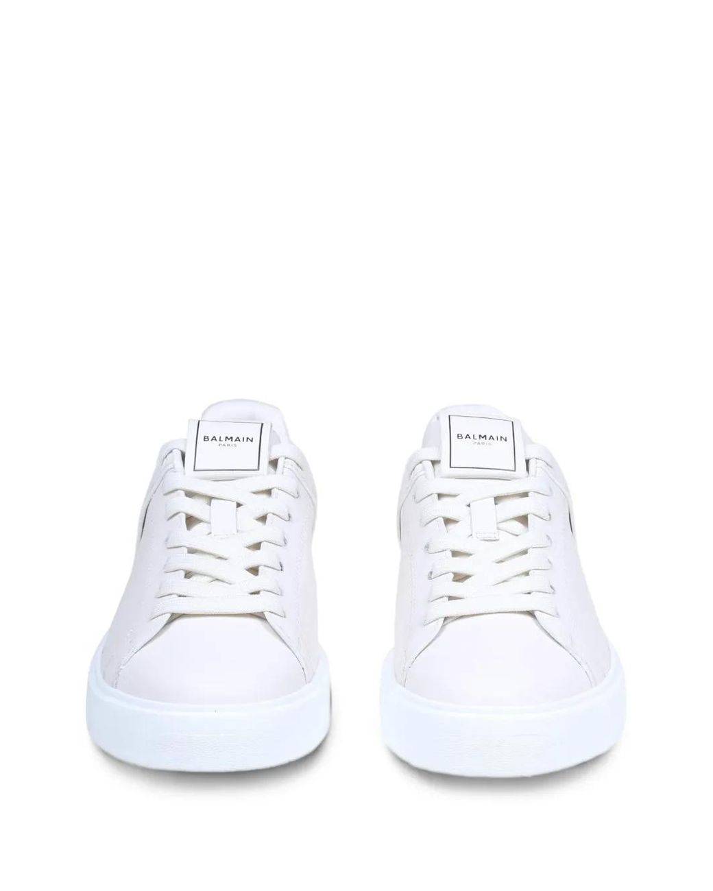 Balmain White B-Court Logo-Detail Sneakers for men