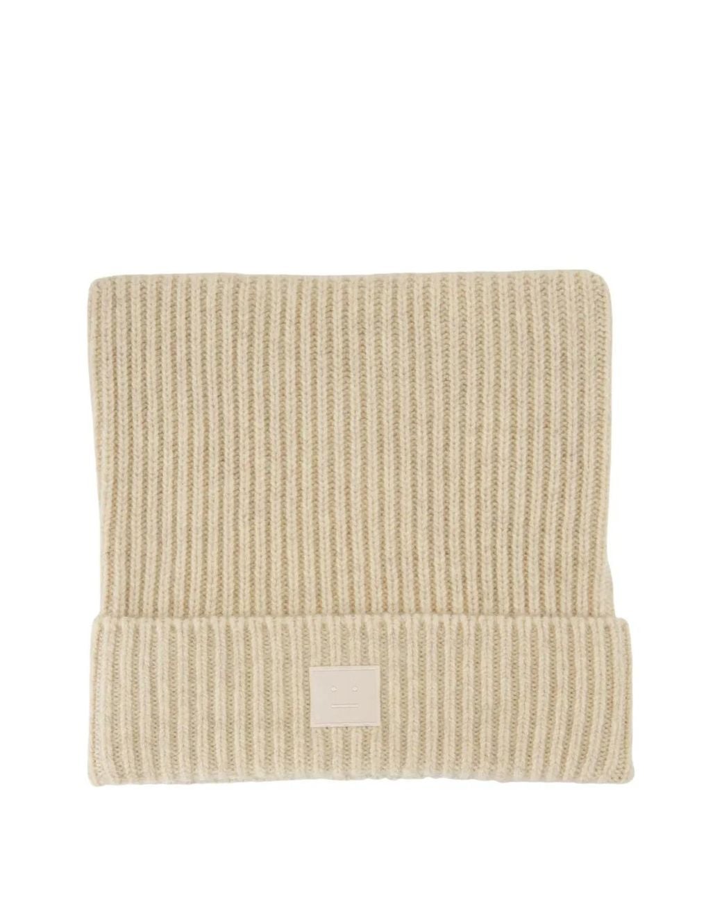 Acne White Gerippte Beanie Mit Gesicht-Patch