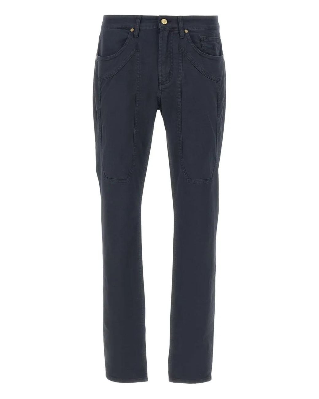 Jeckerson Blue Five-Pocket Logo-Patch Trousers for men