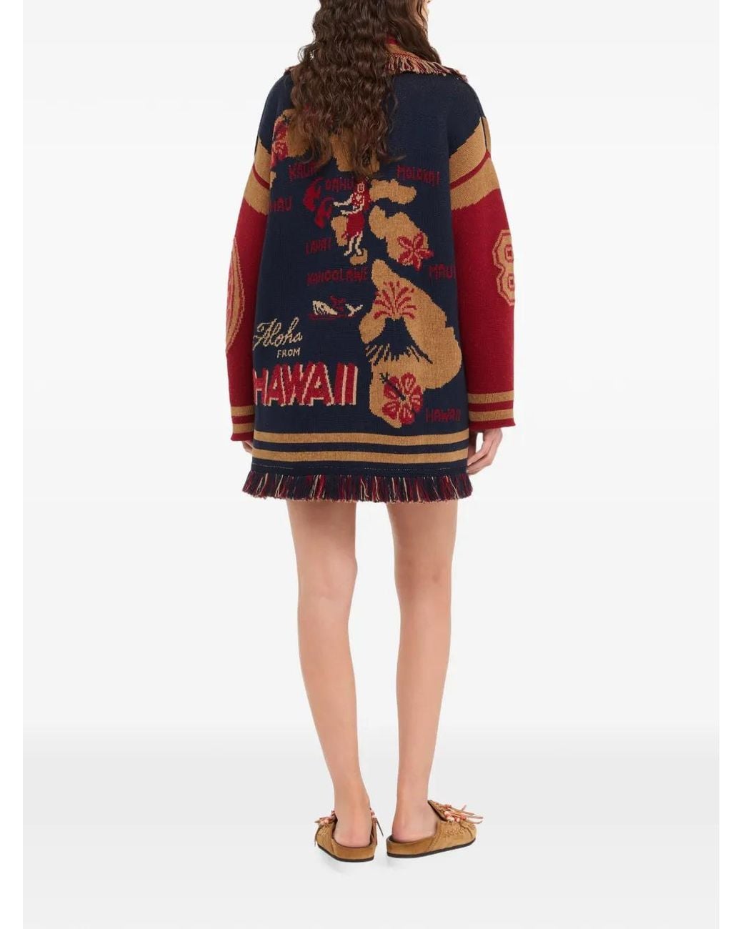 Alanui Red College Of Aloha Belted Cardigan