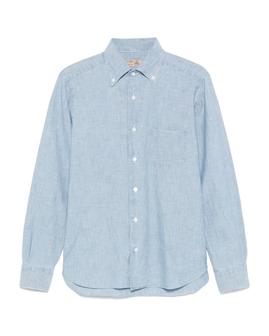 Barba Napoli Blue Chambray Shirt for men