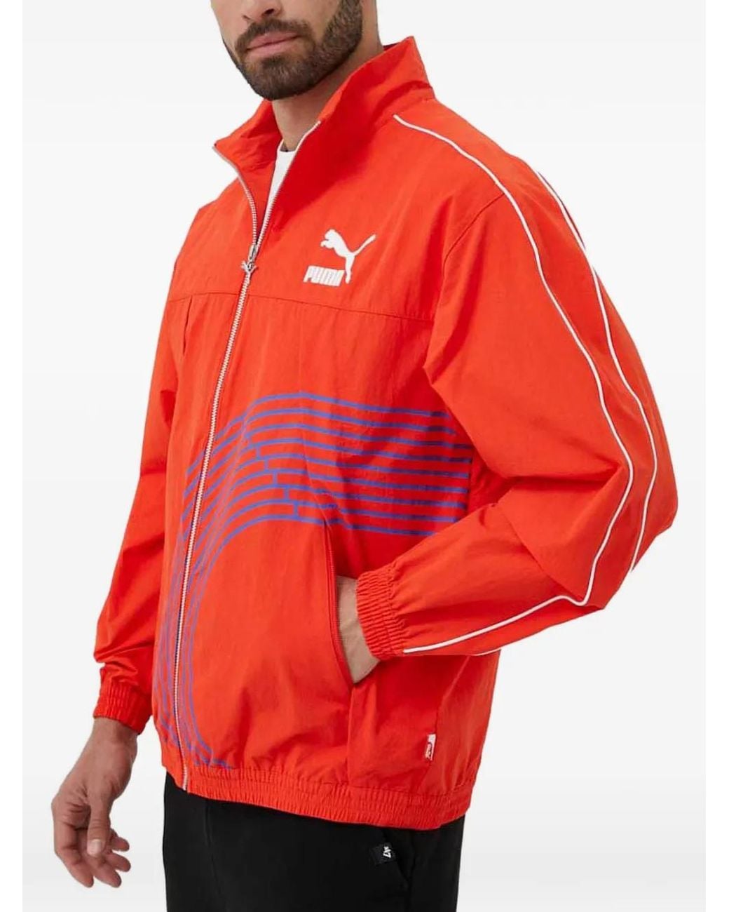 PUMA Red Zipped Graphic Jacket for men
